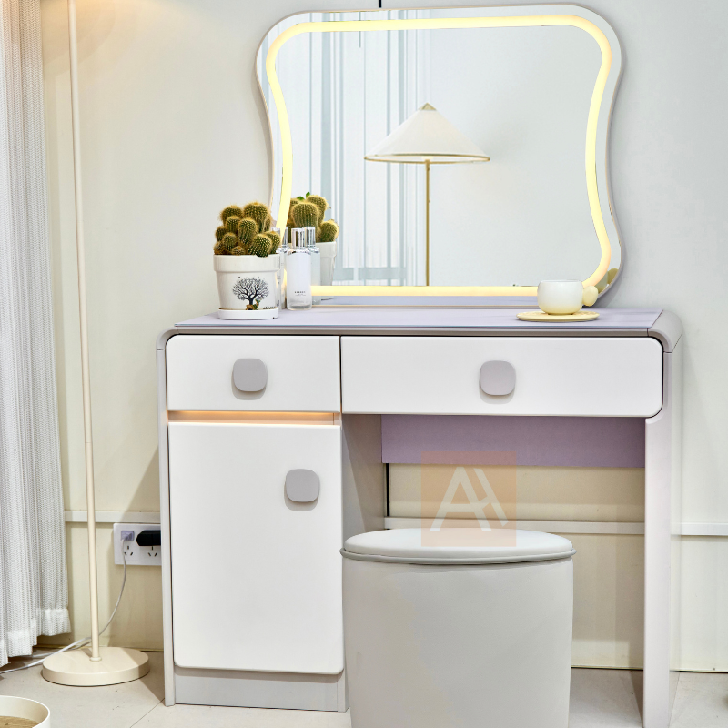 Rika Dressing Table With LED Makeup Mirror & Stool Set