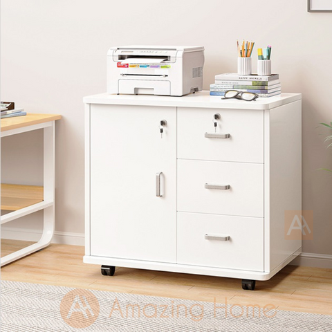 Frans File Drawer Cabinet With Locking Wheels White