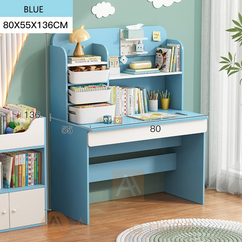Avery Kids Blue Study Desk With Shelf Cabinet Study Table Small