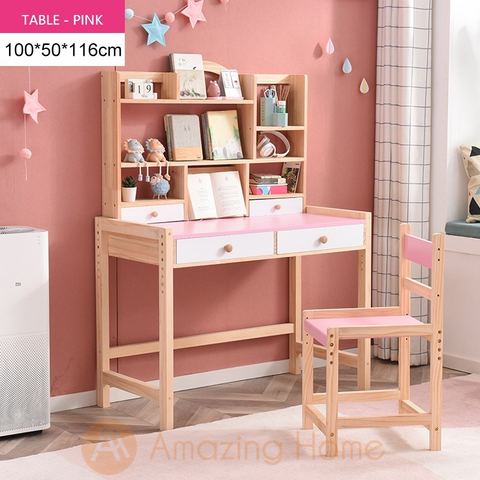 Taffy 100cm Pink Children's Study Table Adjustable Height Writing Desk