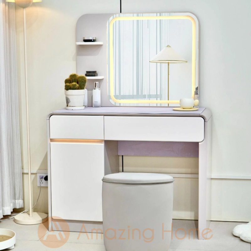 Calia Dressing Table With LED Makeup Mirror & Stool Set