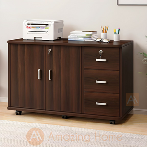 Frans 2 Door 3 Drawer File Cabinet With Locking Wheels Dark Oak