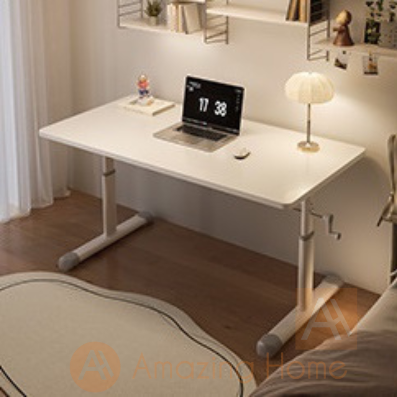 Everatt 100cm Adjustable Height White Study Table