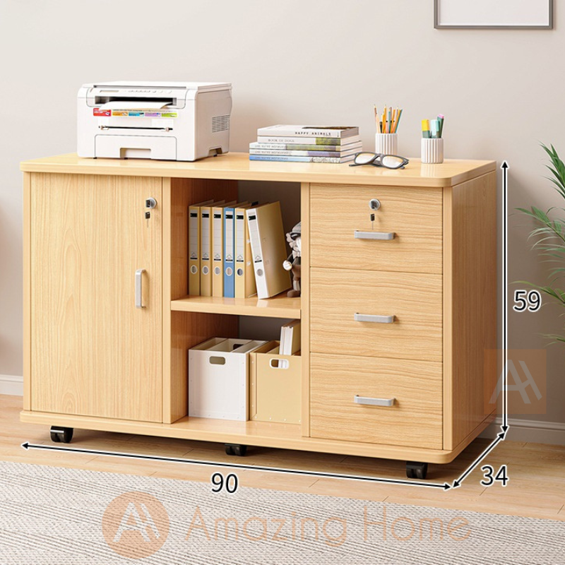 Frans 1 Door 3 Drawer File Cabinet With Locking Wheels Walnut