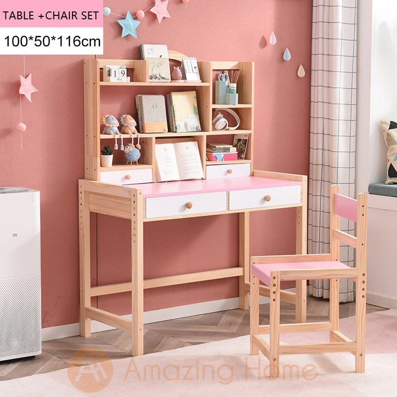 Taffy 100cm Pink Adjustable Height Children's Study Table & Chair Set