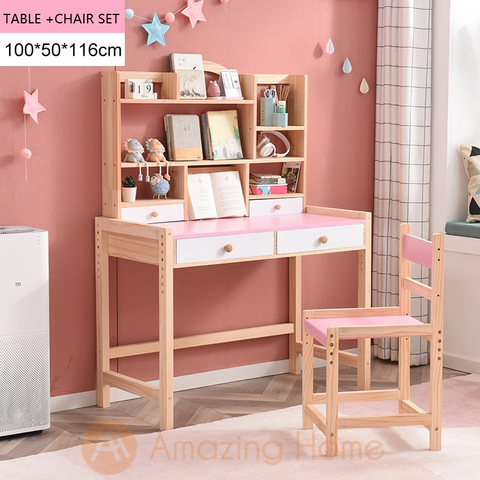 Taffy 100cm Pink Adjustable Height Children's Study Table & Chair Set