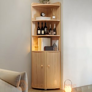 Alfson Corner Cabinet Storage Shelf Walnut