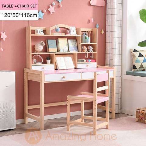 Taffy 120cm Pink Adjustable Height Children's Study Table & Chair Set