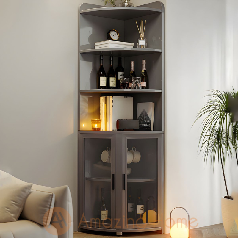 Alfson Corner Cabinet Storage Shelf Grey