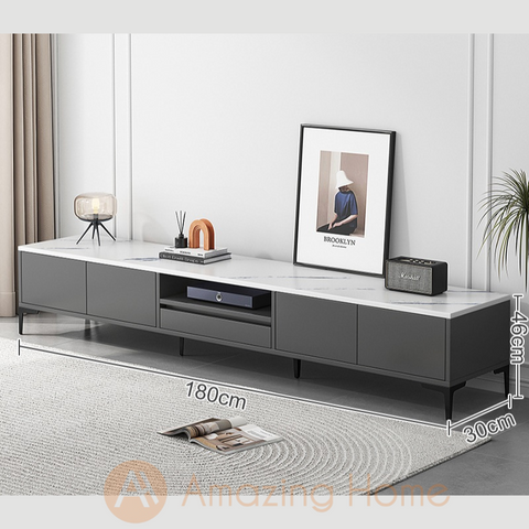 Soroya 180cm TV Cabinet Entertainment Center White/Grey