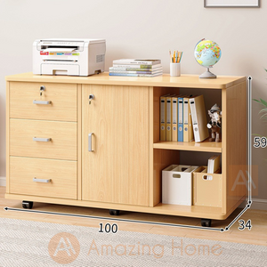 Frans 3 Drawer 1 Door File Cabinet With Shelf Walnut