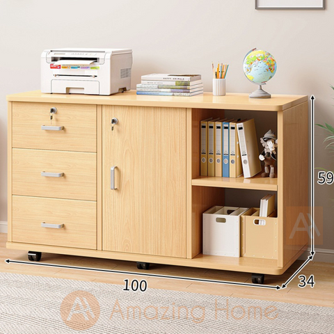 Frans 3 Drawer 1 Door File Cabinet With Shelf Walnut