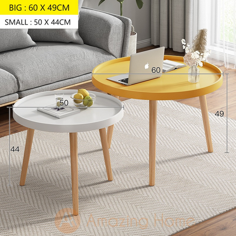 Neo Nesting Coffee Table Set Yellow & White
