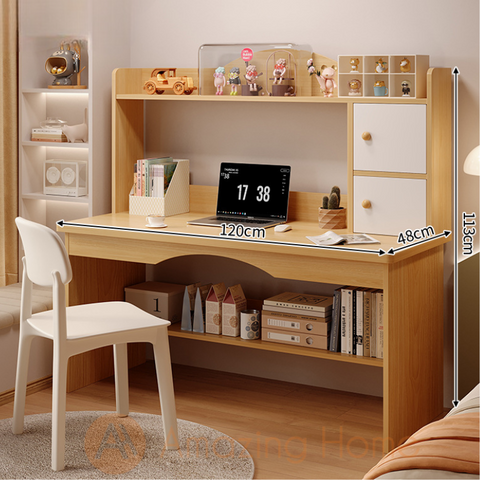 Aaren 120cm Walnut Study Table With Cabinet Shelf