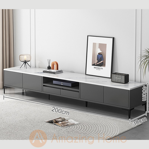 Soroya 200cm TV Cabinet Entertainment Center White/Grey