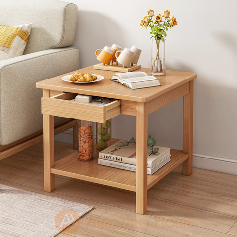 Mocca 60cm Two Layer Coffee Table Side Table With Drawer