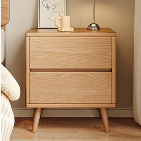 Donahue Solid Wood 2 Drawer Bedside Cabinet Bedside Table Natural