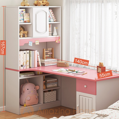 【Offer Price】Arden L Shape Pink 140cm Children Study Table Study Desk