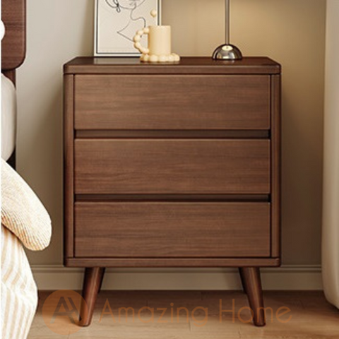 Donahue 3 Drawer Bedside Cabinet Solid Wood Ecological Board Bedside Table Oak