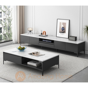 Soroya 180cm TV Cabinet Console Table With 120cm Coffee Table Set White/Grey