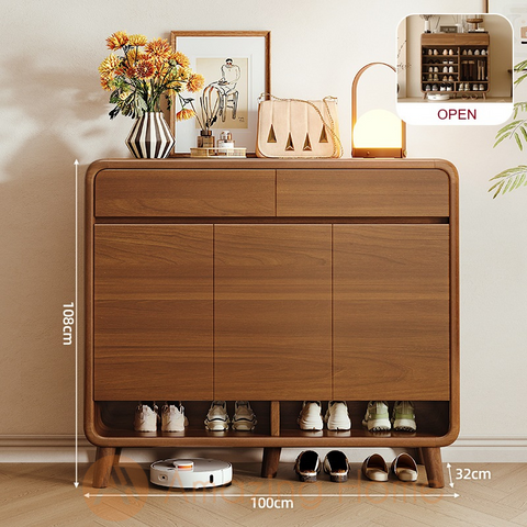 Edda 100cm Solid Wood Ecological Board Shoe Cabinet Storage