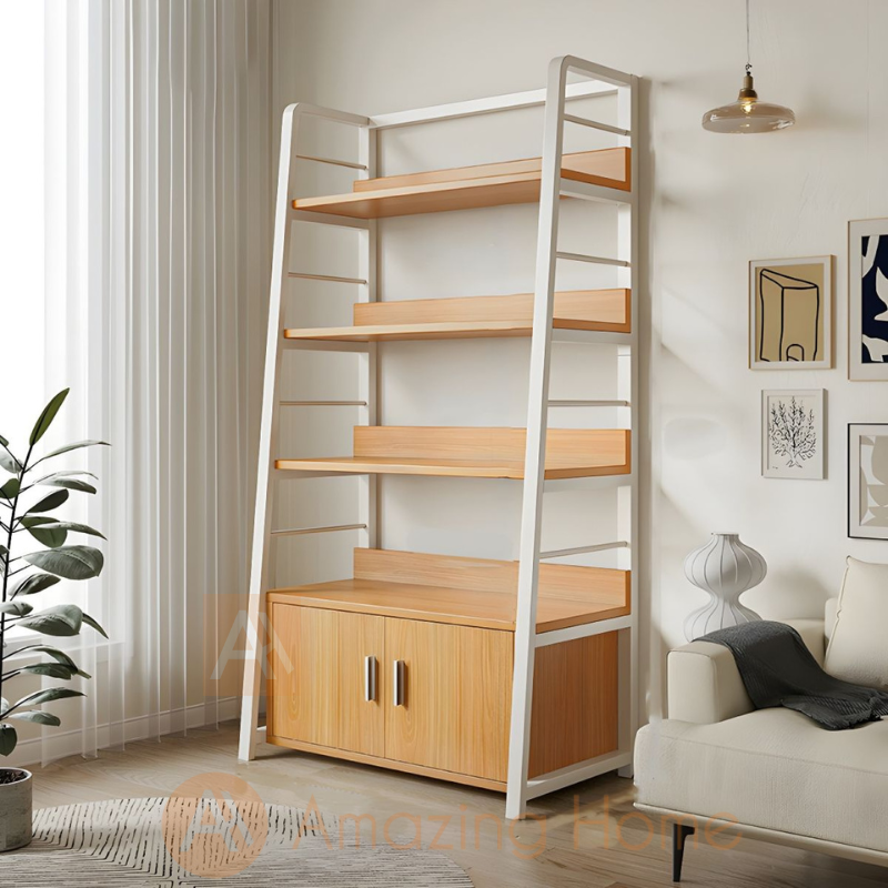 Skyy 4 Tier Bookcase Shelf With Storage 80cm