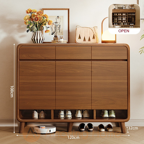 Edda 120cm Solid Wood Ecological Board Shoe Cabinet Storage