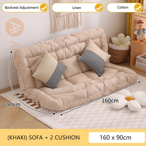 Solace Convertible Futon Lazy Sofa Bed With Cushion 160x90cm