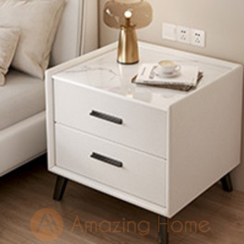 Otis Bedside Cabinet Wood Bedside Table White (Fully Assembled)