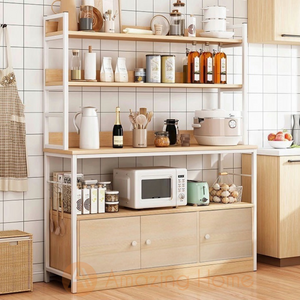 【Offer Price】Larsen 3 Door Kitchen Storage With Open Shelf Organizer