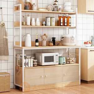 Larsen 3 Door Kitchen Storage With Open Shelf Organizer