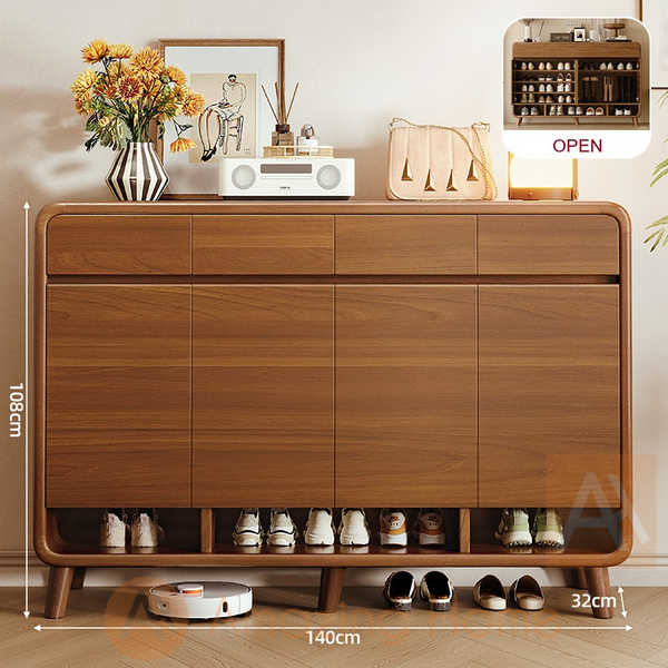 Edda 140cm Solid Wood Ecological Board Shoe Cabinet Storage