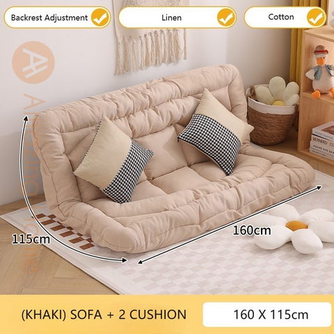 Solace Convertible Futon Lazy Sofa Bed With Cushion 160x115cm
