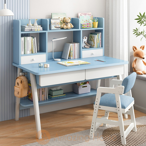 Lennon Blue Children Study Table Large With Chair Set