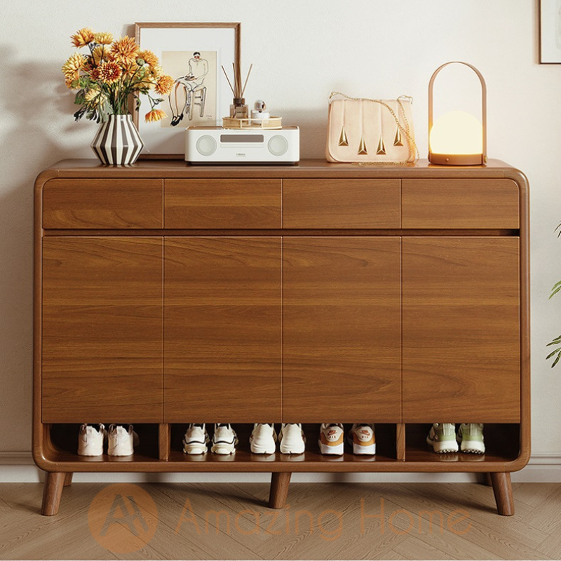 Edda 140cm Solid Wood Ecological Board Shoe Cabinet Storage