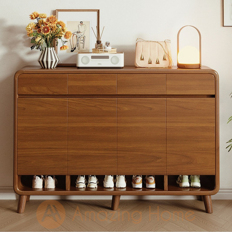 Edda 140cm Solid Wood Ecological Board Shoe Cabinet Storage