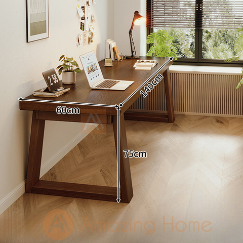 Mattis 140cm Solid Wood Working Desk Study Table With Wide Legs