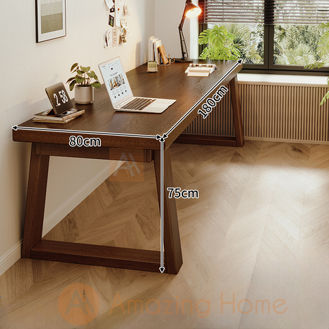 Mattis 180cm Solid Wood Working Desk Study Table With Wide Legs