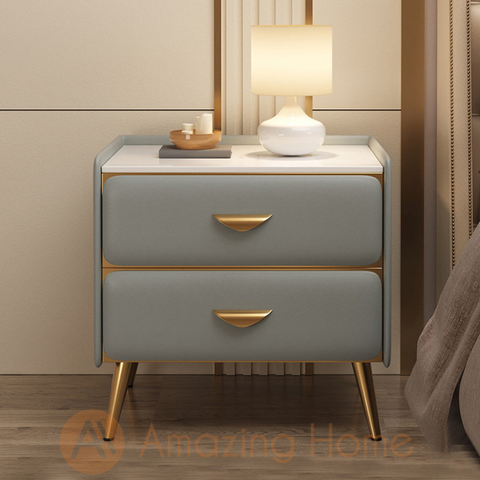 Adahlia 2 Drawer Bedside Cabinet Bedside Table Grey (Fully Assembled)