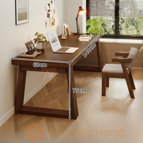 Mattis 140cm Solid Wood Working Desk Wide Legs Study Table With Chair Set