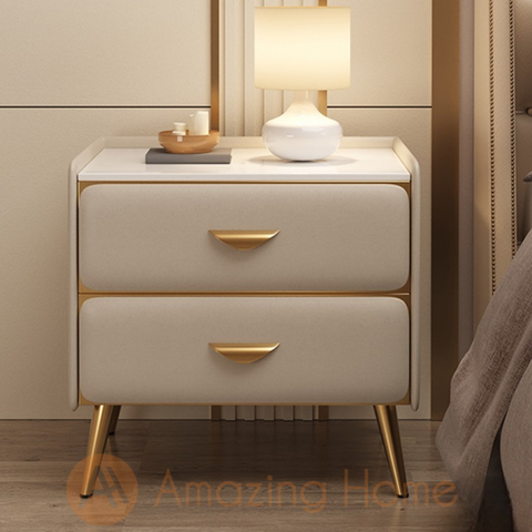 Adahlia 2 Drawer Bedside Cabinet Bedside Table Khaki (Fully Assembled)