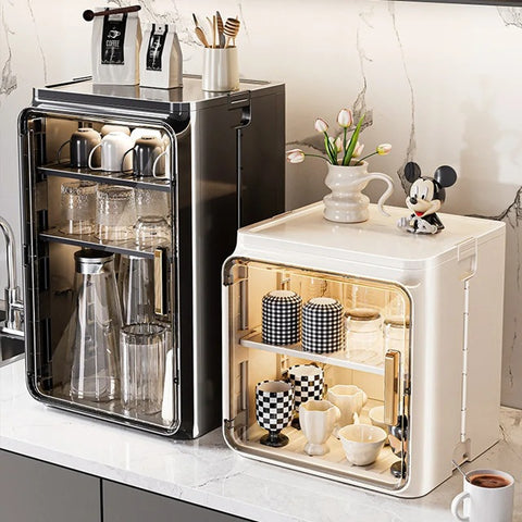 Amazing Home Dustproof Storage Cabinet Rack Transparent Kitchen Organizer Tea Cup Holder Figure Storage Box