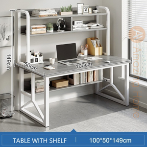 Aymer Grey Working Desk Small With Shelf Home Office Study Table Workstation