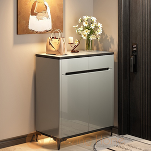 Beret 2 Door 2 Drawer High Gloss 80cm Shoe Cabinet Storage