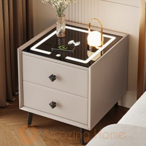 Cyrus Champagne Smart Bedside Cabinet With Wireless Charging + USB Ports + Bluetooth Speaker + 3 Colour LED Light (Fully Assembled)