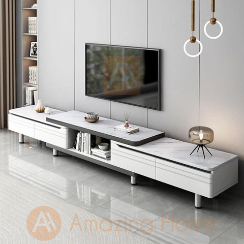 Bergen 270cm Adjustable Length TV Console Table TV Cabinet White