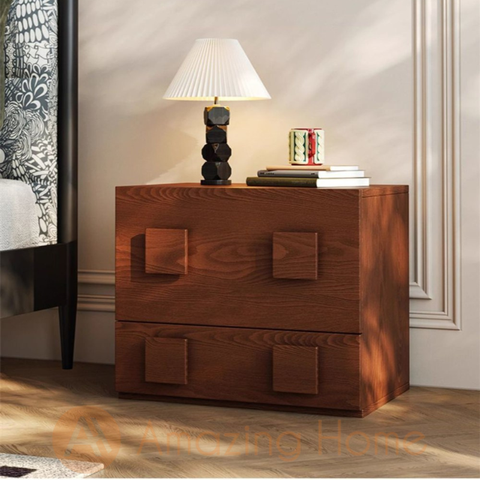 Alaric Solid Wood Bedside Table Storage Cabinet