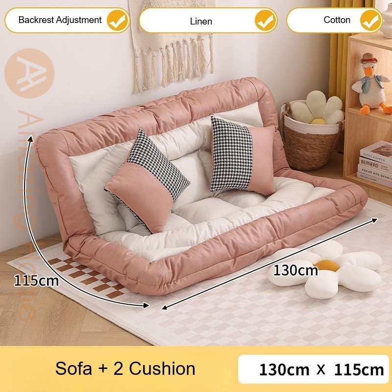 Solace Convertible Futon Lazy Sofa Bed With Cushion 130x115cm