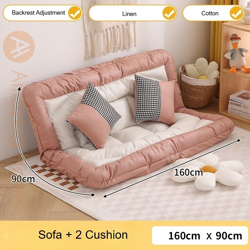 Solace Convertible Futon Lazy Sofa Bed With Cushion 160x90cm