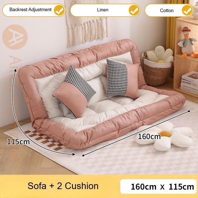 Solace Convertible Futon Lazy Sofa Bed With Cushion 160x115cm